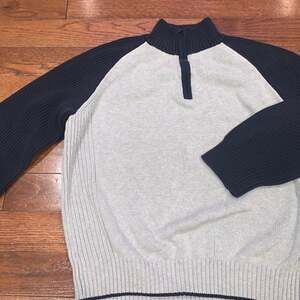 Nautica Jeans Co 1/4 Zip Knit Sweater XL | Nautical Core Grandpa Coastal